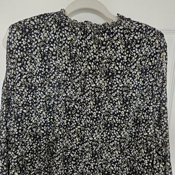Lane Bryant Chiffon Cold Shoulder Blouse Floral Black 38/40 - Picture 6 of 7